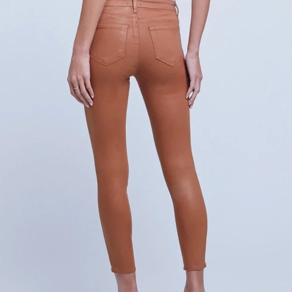 L'AGENCE Margo High Wasted Mocha Brown Coated‎ Jeans, 28 NWOT - Picture 2 of 16